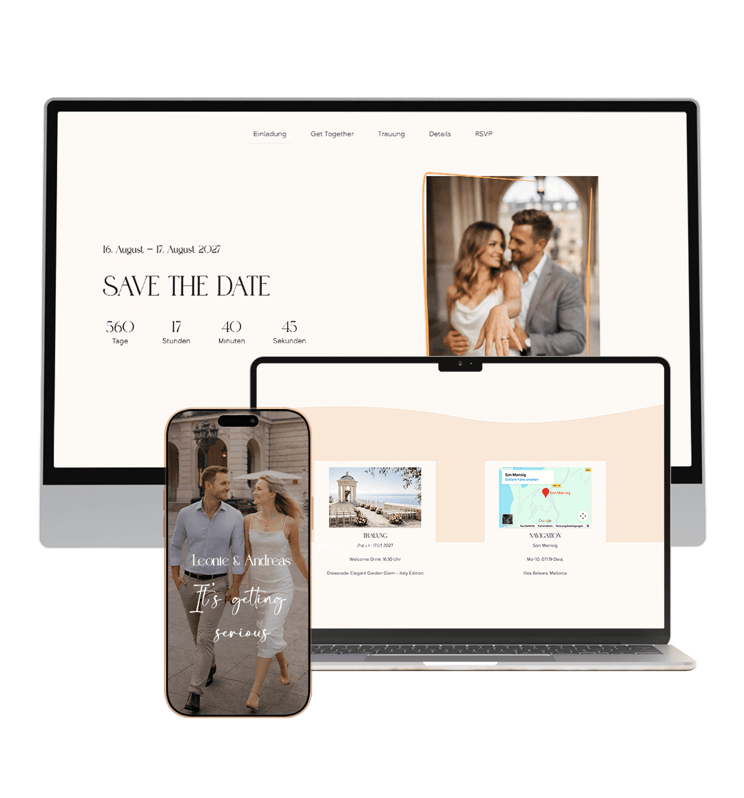 Hochzeitswebseiten Mockup mobil