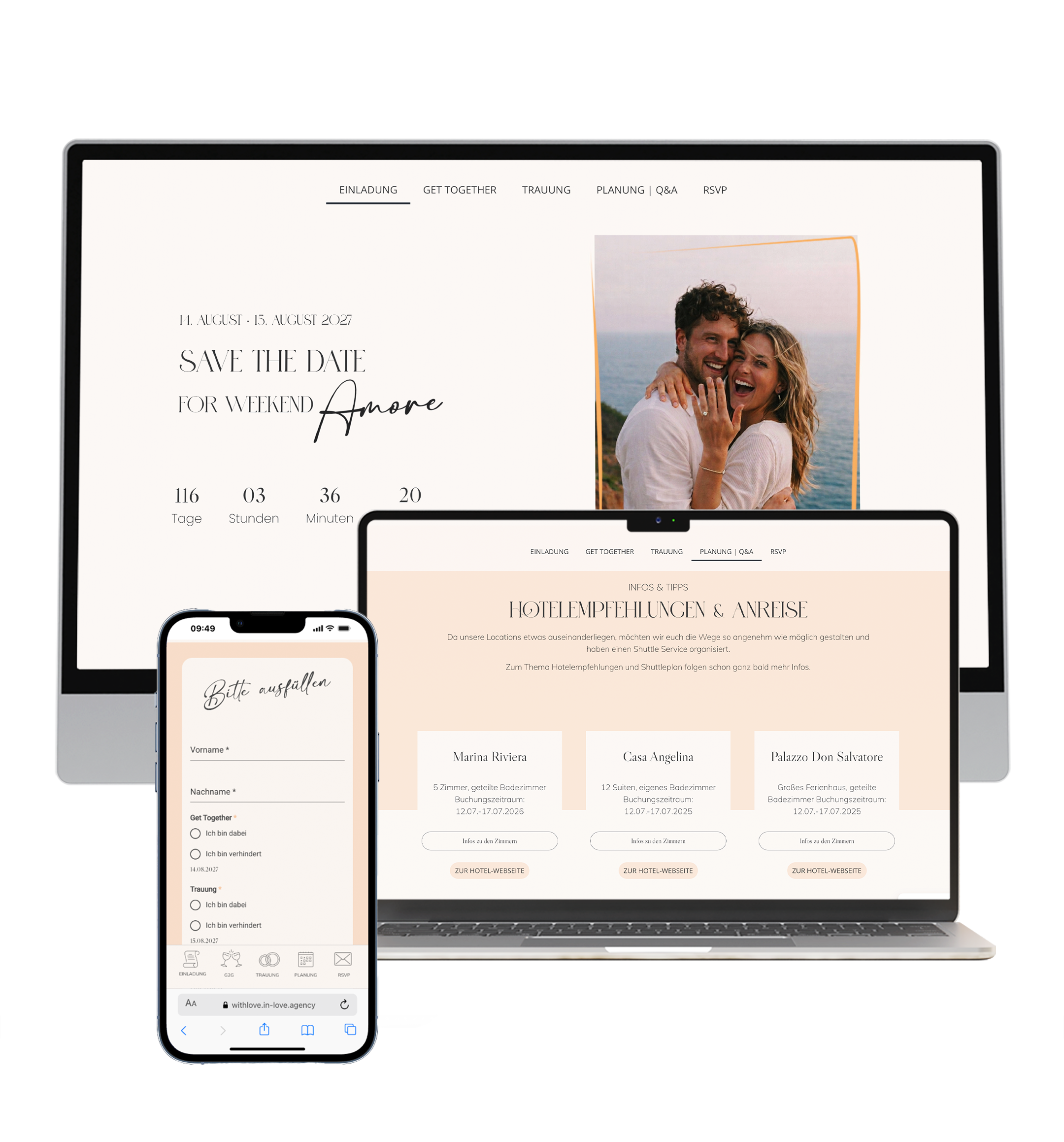 Hochzeitswebseiten Mockup